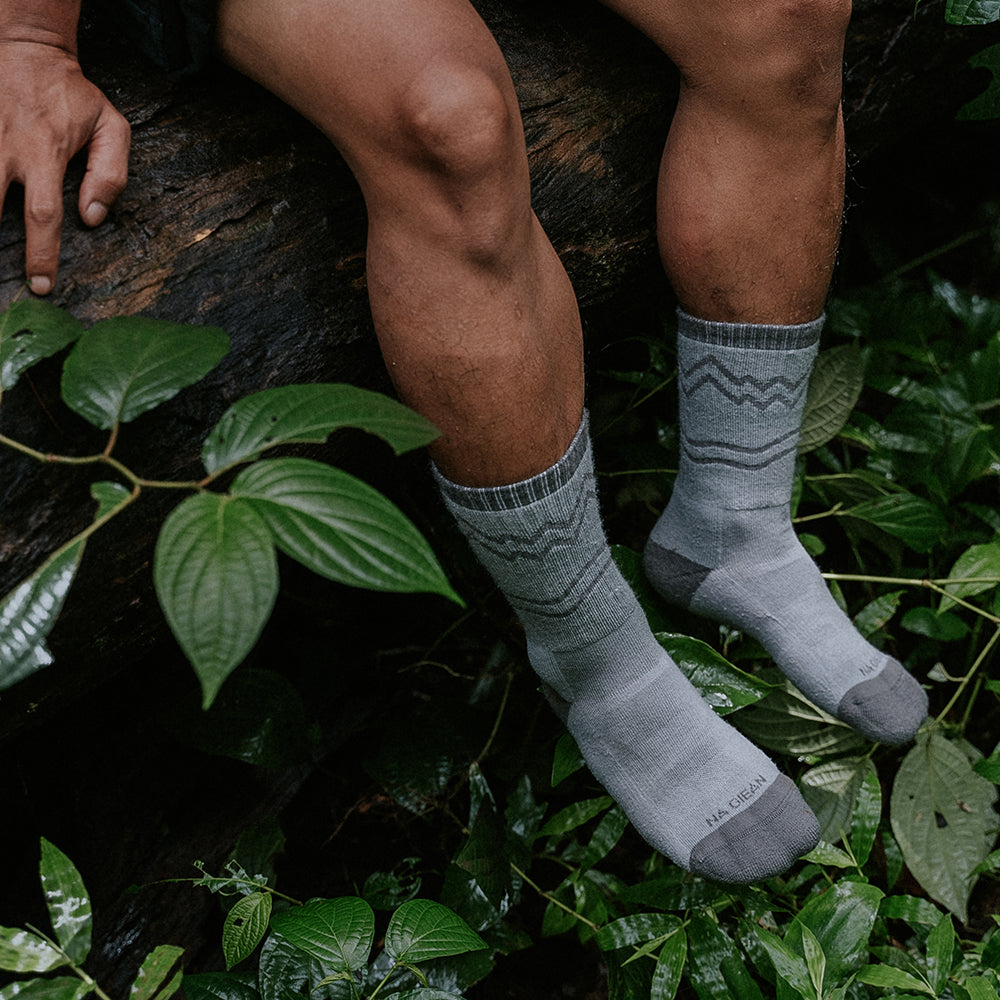 Mountain Enhanced Medium Weight Crew Hiking Socks - Boulder Way Edition - 100% merino wool hiking socks by Na Giean
