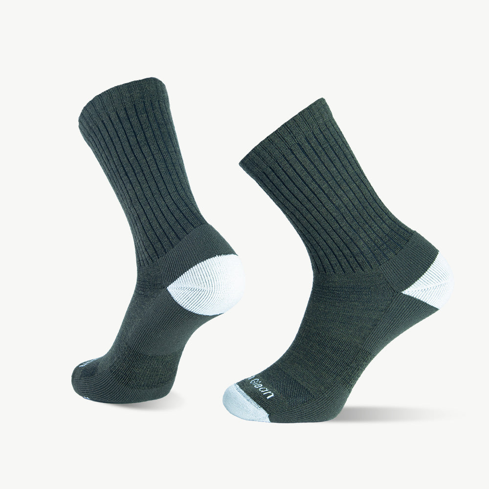 Jungle Green Medium Weight Crew Hiking Socks - 100% merino wool hiking socks by Na Giean