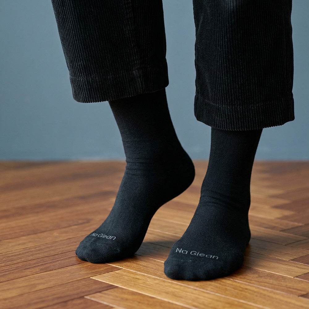 Classic Black Ultralight Crew Casual Socks - merino wool casual everyday socks by Na Giean