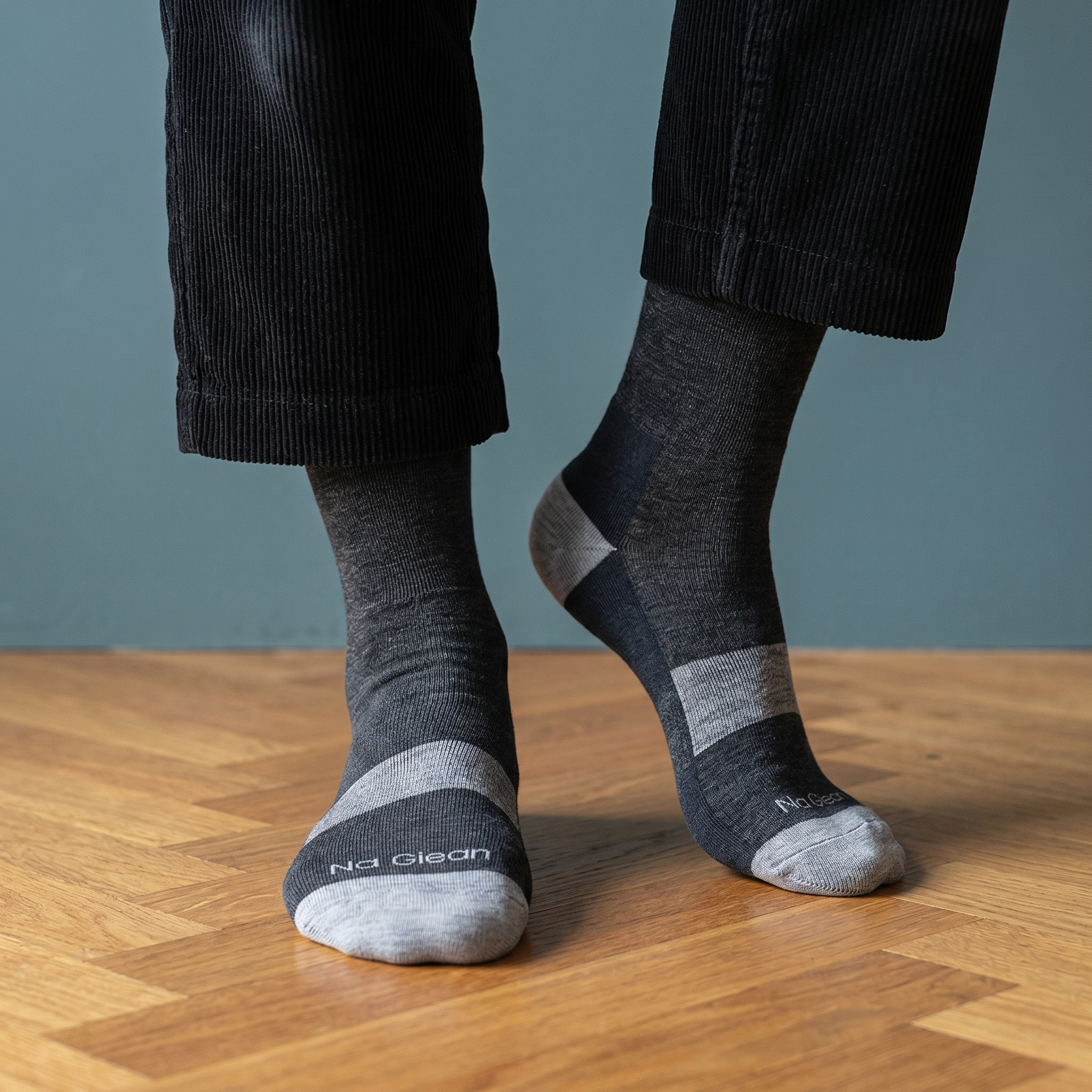 Black-Grey Ultralight Crew Casual Socks - merino wool casual everyday socks by Na Giean