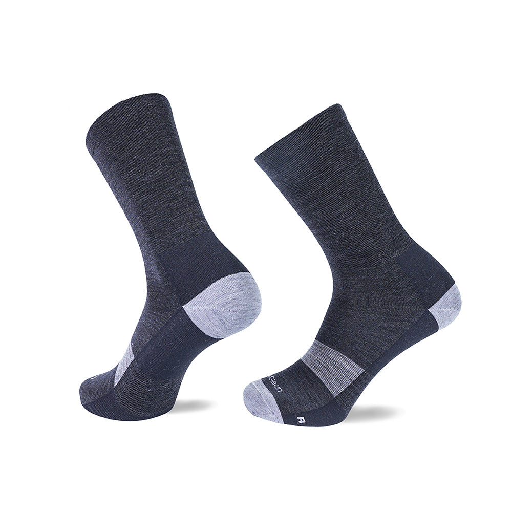 Black-Grey Ultralight Crew Casual Socks - merino wool casual everyday socks by Na Giean