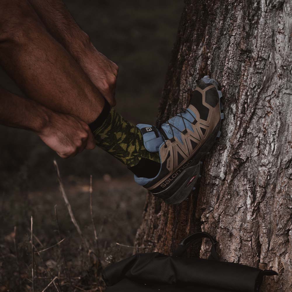 Camouflage Enhanced Medium Weight Crew Hiking Socks - Boulder Way Edition - 100% merino wool hiking socks by Na Giean