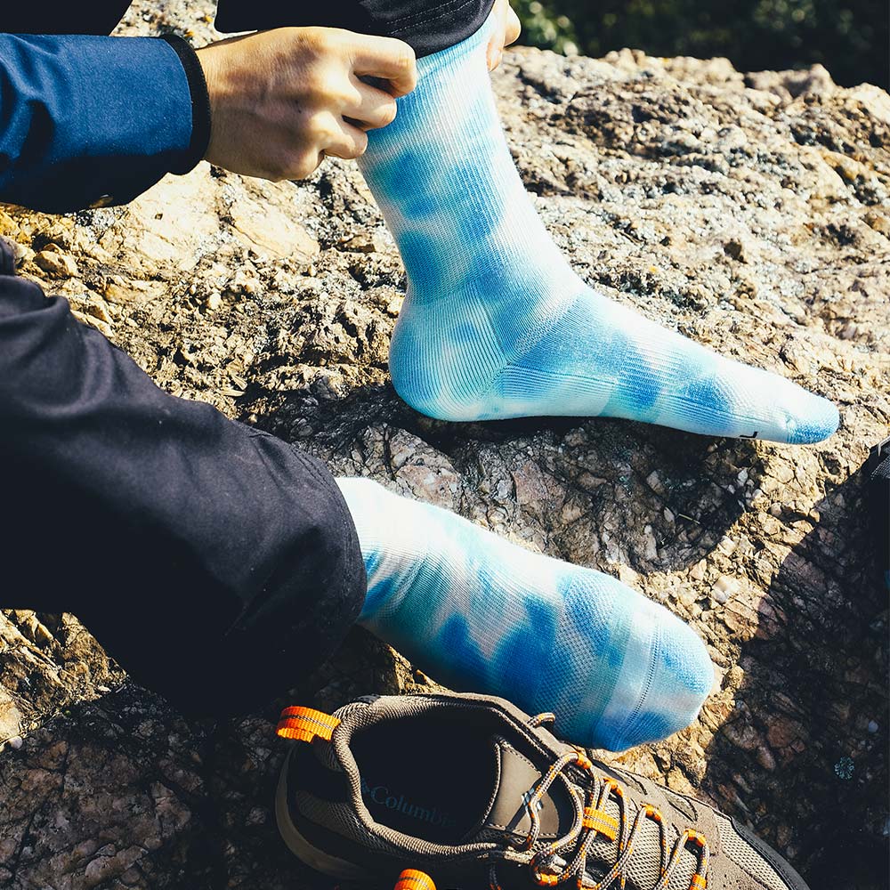 Nature Tie-dyed Medium Weight Micro Hiking Socks - 100% merino wool hiking socks by Na Giean