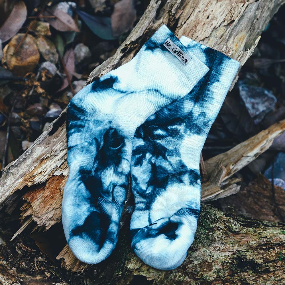 Monochrome Tie-dyed Medium Weight Micro Hiking Socks - 100% merino wool hiking socks by Na Giean