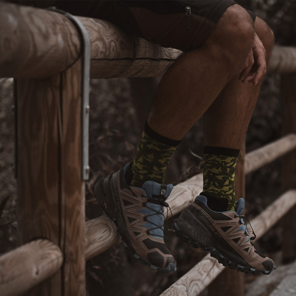 Camouflage Enhanced Medium Weight Crew Hiking Socks - Boulder Way Edition - 100% merino wool hiking socks by Na Giean