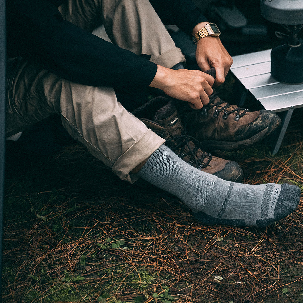 Sober Gray Enhanced Medium Weight Crew Hiking Socks - 100% merino wool hiking socks by Na Giean