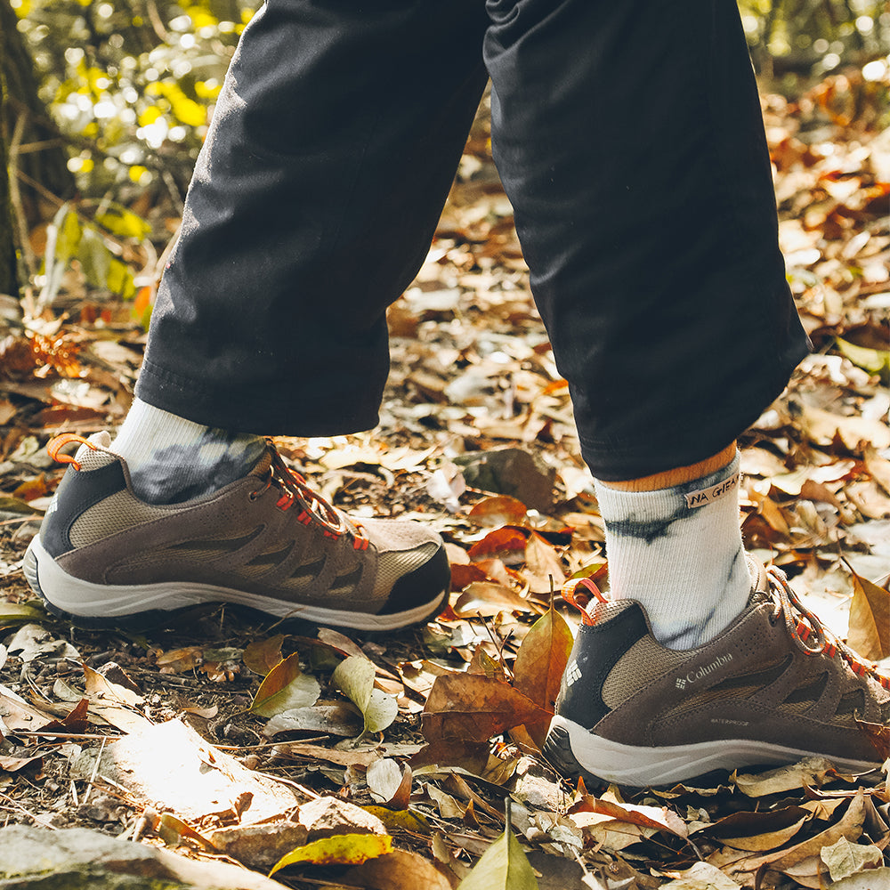Monochrome Tie-dyed Medium Weight Micro Hiking Socks - 100% merino wool hiking socks by Na Giean