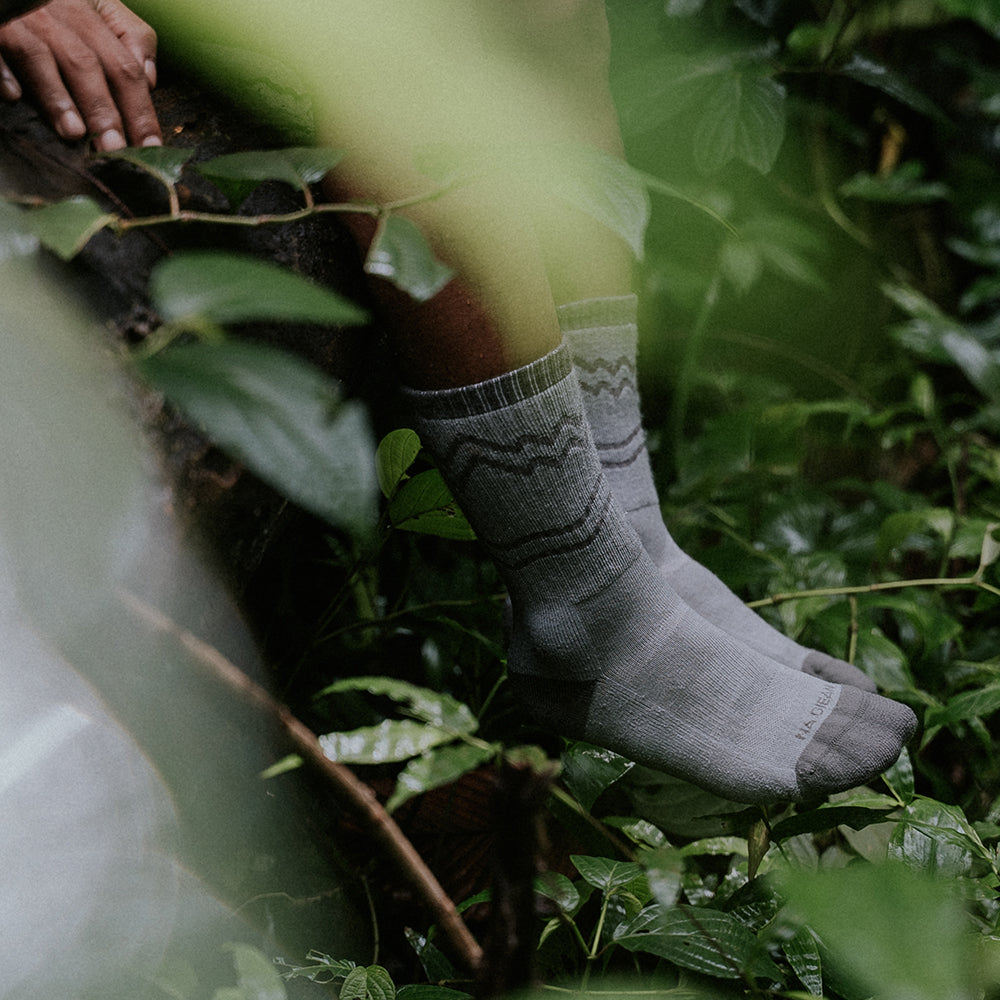 Mountain Enhanced Medium Weight Crew Hiking Socks - Boulder Way Edition - 100% merino wool hiking socks by Na Giean