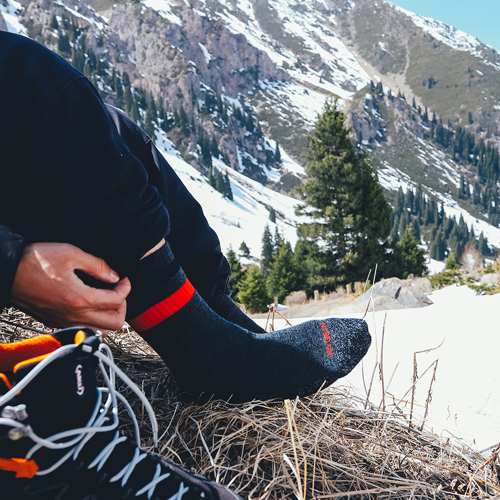 Powerful Durability Charcoal Enhanced Medium Weight Crew Hiking Socks - 100% merino wool hiking socks by Na Giean