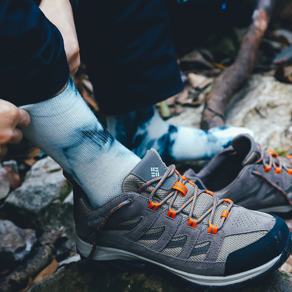 Monochrome Tie-dyed Medium Weight Crew Hiking Socks - 100% merino wool hiking socks by Na Giean