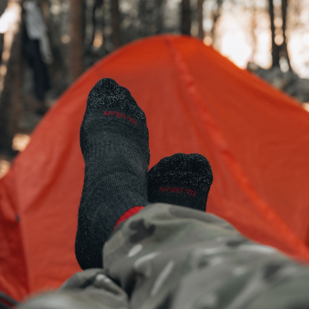 Powerful Durability Charcoal Enhanced Medium Weight Crew Hiking Socks - 100% merino wool hiking socks by Na Giean