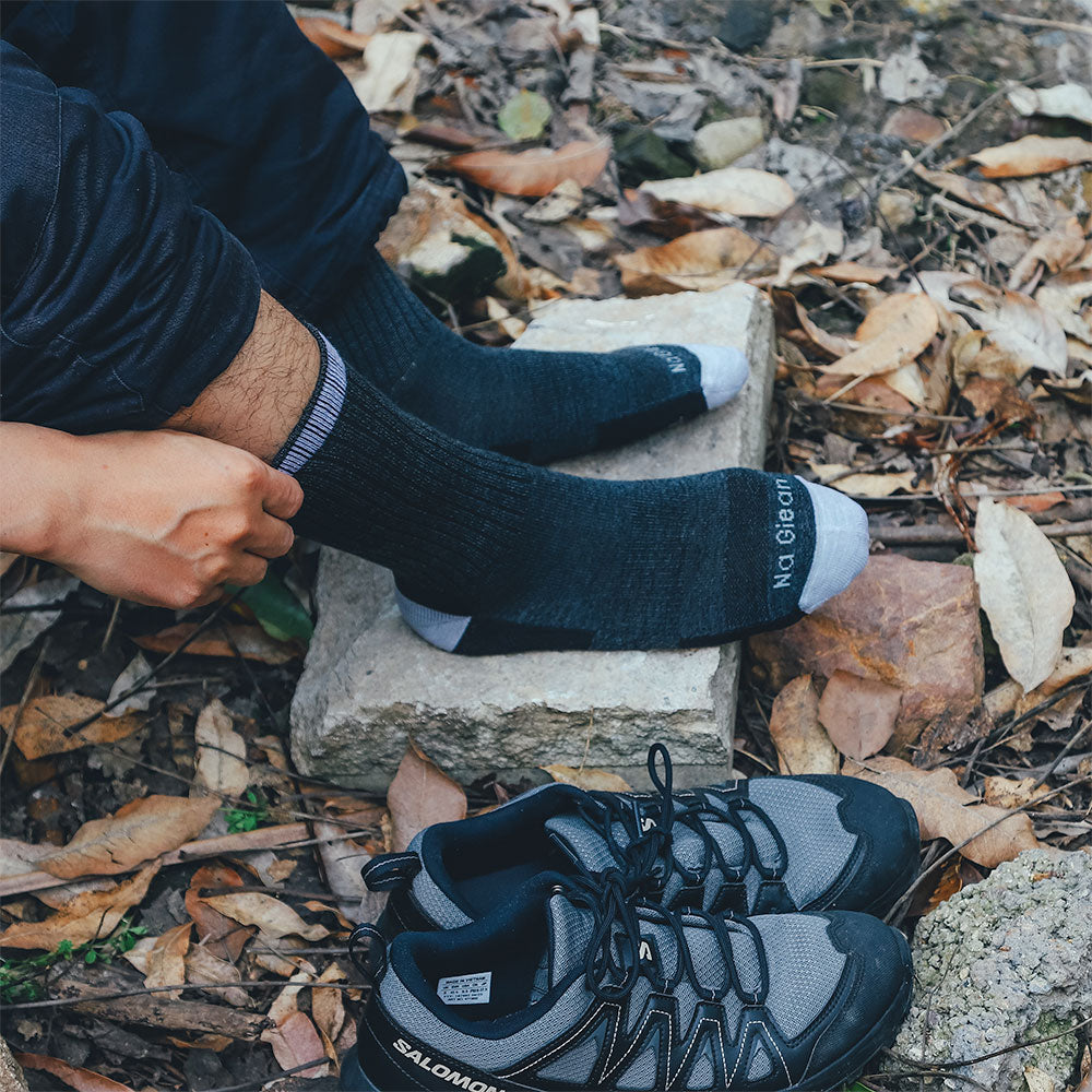Dark Gray Medium Weight Crew Hiking Socks - 100% merino wool hiking socks by Na Giean