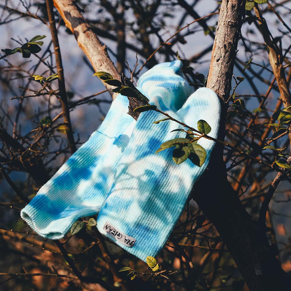 Nature Tie-dyed Medium Weight Crew Hiking Socks - 100% merino wool hiking socks by Na Giean