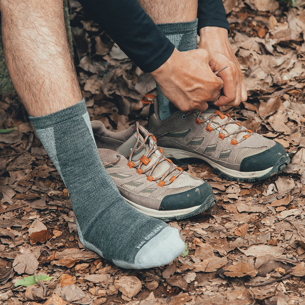 Moss Enhanced Medium Weight Crew Hiking Socks - 100% merino wool hiking socks by Na Giean